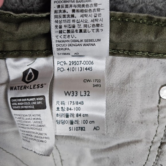 Levi's Mens 33x32 511 Slim Fit Olive Green Cotton Blend Jeans - Picture 8 of 11